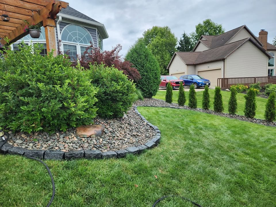 Arborvitae Row with Rock Beds